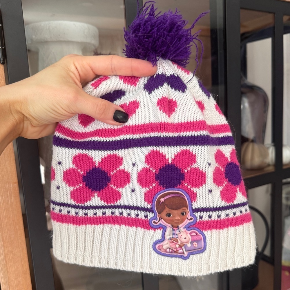 Vintage Disney Jr. Doc McStuffins Knit beanie Hat fleece Winter Toddler girl